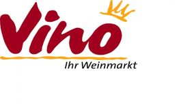 Logo von "Vino Ihr Weinmarkt" mit einer gelben Krone über dem "o" von Vino.
