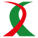 Nastro rosso e verde incrociato su sfondo bianco.