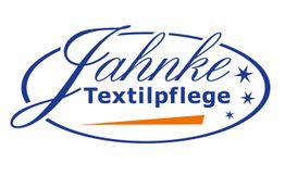 Logo mit dem Schriftzug "Jahnke Textilpflege" in blauer Schrift und orangem Akzent.