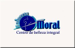 Logotipo del Centro de Belleza Integral "Universo Moral" en colores azul y blanco.