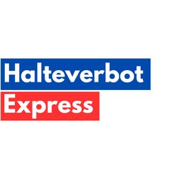 Textbild mit blauem "Halteverbot" und rotem "Express" auf weißem Hintergrund.