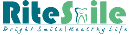 Logo with "RiteSmile" and slogan "Bright Smile, Healthy Life," including a tooth icon.