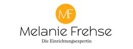 Logo mit "MF" in gelbem Kreis, Text: "Melanie Frehse, Die Einrichtungsexpertin".