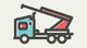 Illustration of a blue dump truck with a red bed raised against a light background.