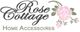 Logo mit Text "Rose Cottage", darunter "Home Accessoires", rosa Rose und Blätter rechts.