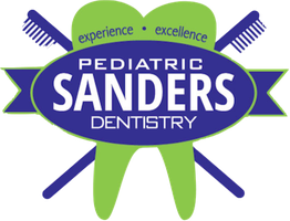 "SANDERS Pediatric Dentistry logo with tooth and toothbrushes, text: experience, excellence."
