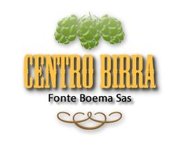 Logo con la scritta "Centro Birra", con luppoli verdi sopra e "Fonte Boema Sas" sotto.