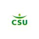 CSU-logo met groene en gele kleuren, en een gestileerde persoon erboven.