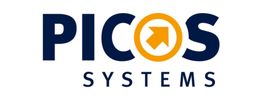 Logo mit dem Text "PICOS SYSTEMS" und einem Pfeil in einem gelben O.