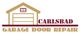 Logo of Carlsbad Garage Door Repair featuring a stylized garage and text in brown and maroon.