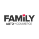 Logo with "FAMILY Auto+Commerce" in bold, heart as the dot in the "I".