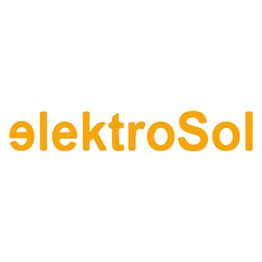Logotipo "elektroSol" en texto naranja sobre fondo blanco.