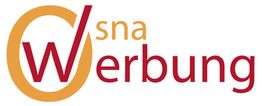 Logo mit dem Wort "Werbung" in Rot, "sna" in Orange, integriert in einem stilisierten Kreis.