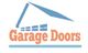Logo with a blue garage roof and "Garage Doors" text in orange.