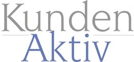 Text "Kunden Aktiv" in grauer und blauer Schrift auf weißem Hintergrund.