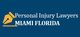 Logo: "Personal Injury Lawyers Miami Florida" with a yellow pen nib on a blue background.