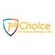 1st Choice logo with shield; offers A/C, heating, plumbing, and gas services.