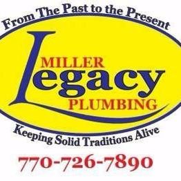 "Miller Legacy Plumbing logo with phone number 770-726-7890 and slogan about traditions."