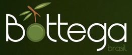 Texto "Bottega Brasil" com oliva como letra "o" em fundo verde escuro.