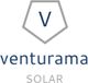 Logo "venturama SOLAR" mit blauem V in grauem Fünfeck darüber.
