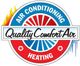 Quality Comfort Air logo with text: "Air Conditioning, Heating" and flame and ice graphics.
