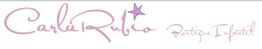 Texto en rosa que dice "Carla Rubio" con una estrella, y "Boutique Infantil".