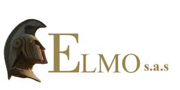 Elmo antico accanto al testo "ELMO s.a.s" su sfondo bianco.