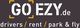 Logo mit Text: "GOEZY.de drivers / rent / park & fly".