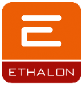 Orange-weißes Logo mit dem Buchstaben "E" und dem Schriftzug "ETHALON" unten.