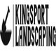 Logo of Kingsport Landscaping with a shovel and grass blade design on the left.