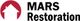 Logo with a red house silhouette and text "MARS Restoration" in bold black letters.