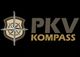 PKV Kompass Logo mit Kompasssymbol und schwarzem Hintergrund.