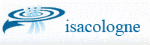 Logo mit blauem Wasserwirbel und Schriftzug "isacologne" in Blau.