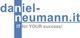 Logo mit Text: "daniel-neumann.it IT for YOUR success!" in Blau und Grau.