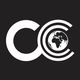 CC-Logo mit Weltkugel in der Mitte auf schwarzem Hintergrund.