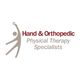 Logo: Hand & Orthopedic Physical Therapy Specialists with a stylized human figure raising an arm.
