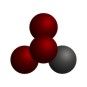 Kugeln in Tetraederform: drei rote und eine graue Kugel, die miteinander verbunden sind.