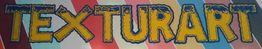 Texto "TEXTURART" em amarelo sobre um fundo listrado colorido.