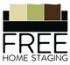 Logo mit den Worten „FREE HOME STAGING“ und drei Farbstreifen: Beige, Grün, Braun.