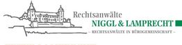 Zeichnung eines Gebäudes mit Text: "Rechtsanwälte NIGGL & LAMPRECHT - Bürogemeinschaft".