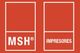 Logo rojo con dos cuadrados; uno dice "MSH" y el otro "IMPRESORES".