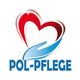 Logo mit rotem Herz und blauer Hand, darunter der Schriftzug "POL-PFLEGE".