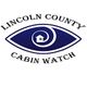 Eye logo with a house inside for Lincoln County Cabin Watch.