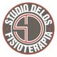 Logo circolare grigio e rosso con testo: "Studio Delos Fisioterapia".