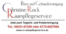 Christine Rock Raumpflegeservice, Büro- und Gebäudereinigung, mit Telefonnummer und Webseite.