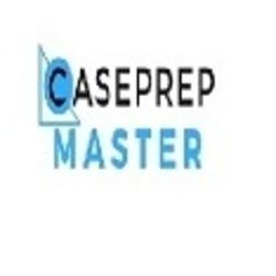 Logo with the text "CasePrep Master" in black and blue on a white background.