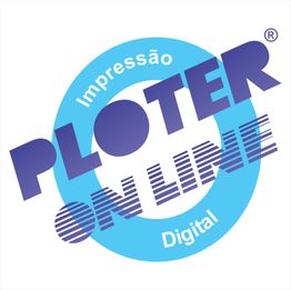 Logotipo da Plotter Online em azul e roxo, com as palavras "Impressão Digital".
