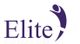 Logo with the word "Elite" and a purple abstract person encircled by a ring.
