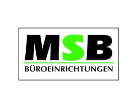 Logo mit großem MSB in Schwarz und Grün, darunter steht "Büroeinrichtungen" in Schwarz.