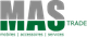 Logo mit den Buchstaben "MAS" in Grau und "trade" in Grün, darunter "trade accessory service".
